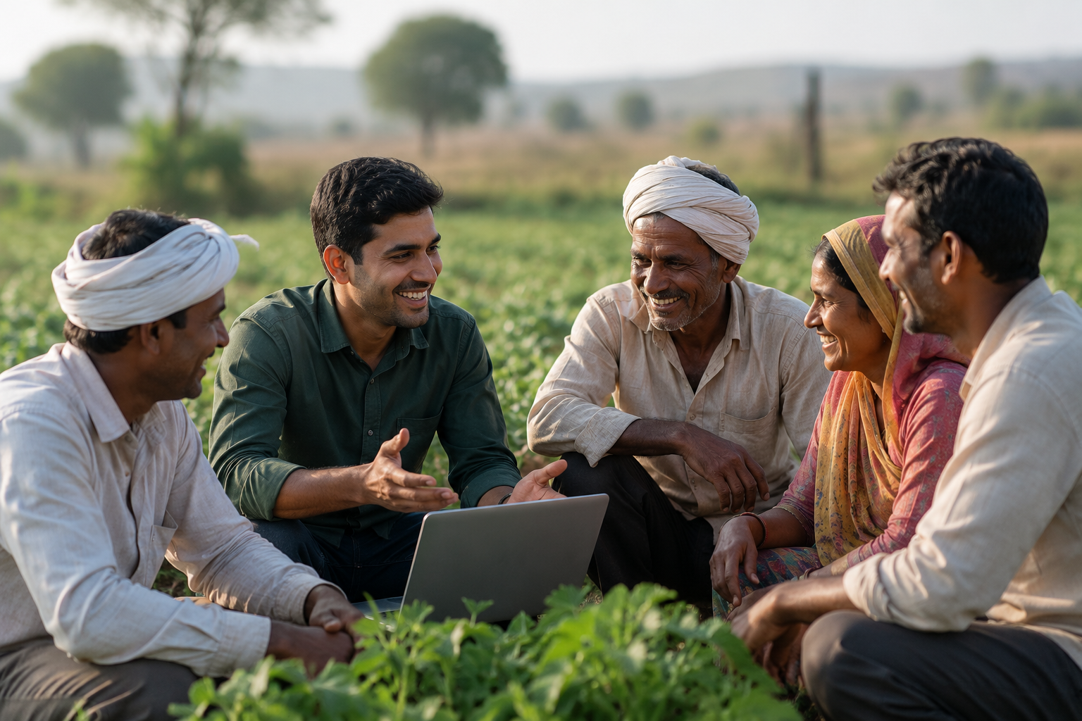 CropIntellix team working with farmers in the field